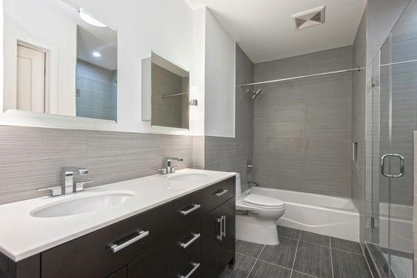 Bathroom, Dual Sink Vanities, Glass Shower, Interior, Recessed Lighting