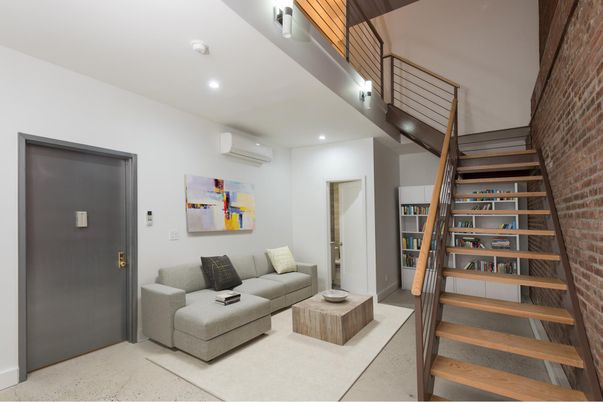 Interior, Living room, Recessed Lighting, Stone Walls