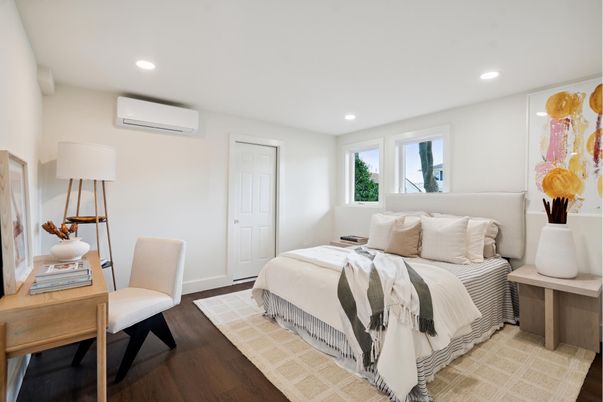 Bedroom, Home Office, Interior, Recessed Lighting, Wood Texture Flooring