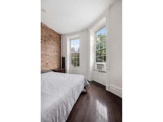 Bedroom, Interior, Stone Walls, Wood Texture Flooring