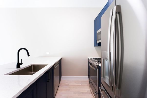 Interior, Kitchen, Stainless Steel Appliances, Wood Texture Flooring