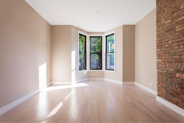 Empty room, Interior, Stone Walls, Wood Texture Flooring