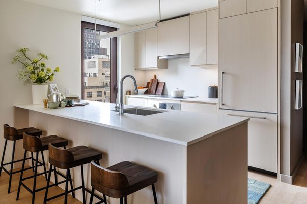 Interior, Kitchen, Pendant Lights, Wood Texture Flooring