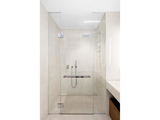 Bathroom, Glass Shower, Interior, Recessed Lighting