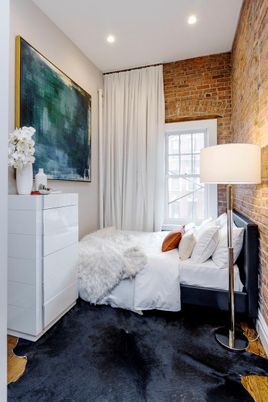 Bedroom, Interior, Recessed Lighting, Stone Walls