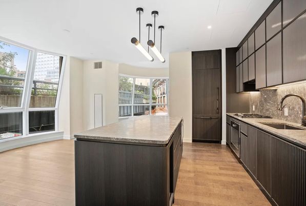 Interior, Kitchen, Pendant Lights, Recessed Lighting, Wood Texture Flooring
