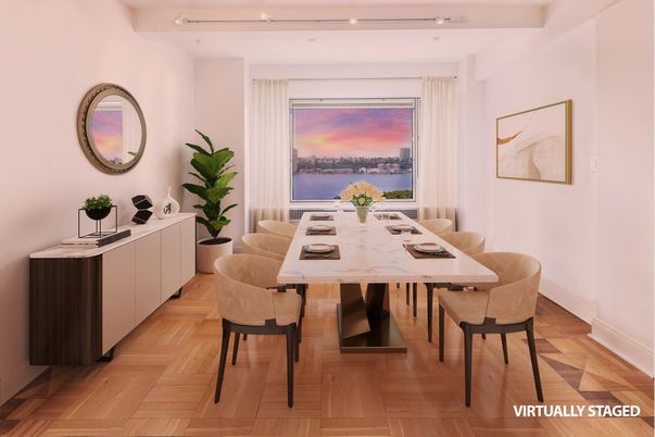 Dining room, Interior, Recessed Lighting, Water, Wood Texture Flooring