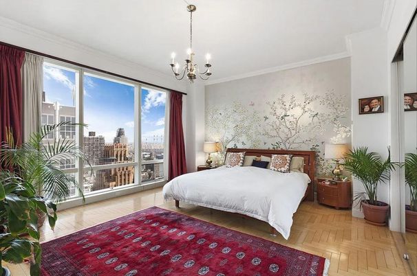 Bedroom, Chandelier, Interior, Wood Texture Flooring