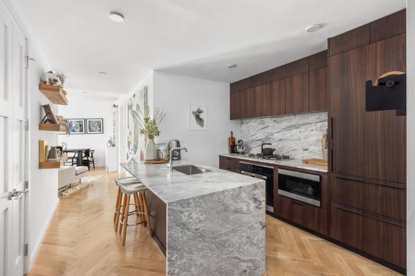 Interior, Kitchen, Recessed Lighting, Wood Texture Flooring