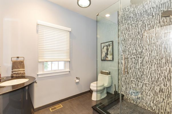 Bathroom, Glass Shower, Interior, Recessed Lighting