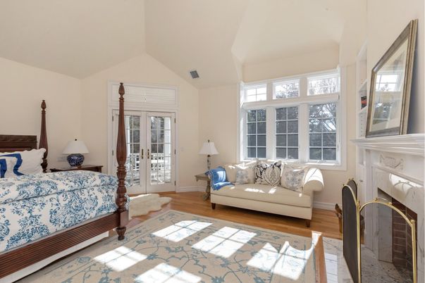 Bedroom, Fireplace, Interior, Wood Texture Flooring