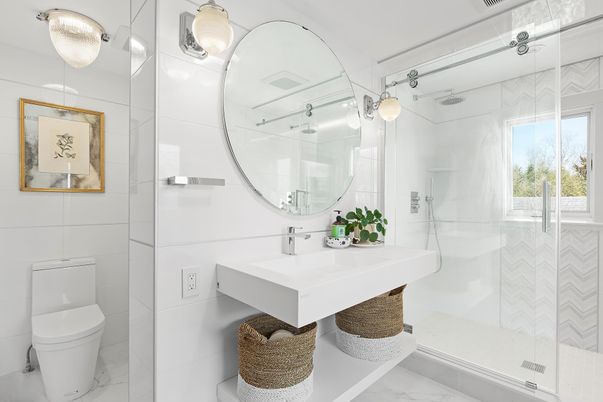Bathroom, Glass Shower, Interior, Marble