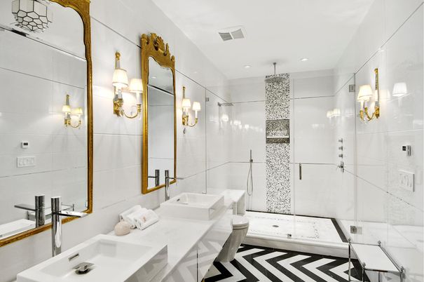 Bathroom, Dual Sink Vanities, Glass Shower, Interior, Recessed Lighting
