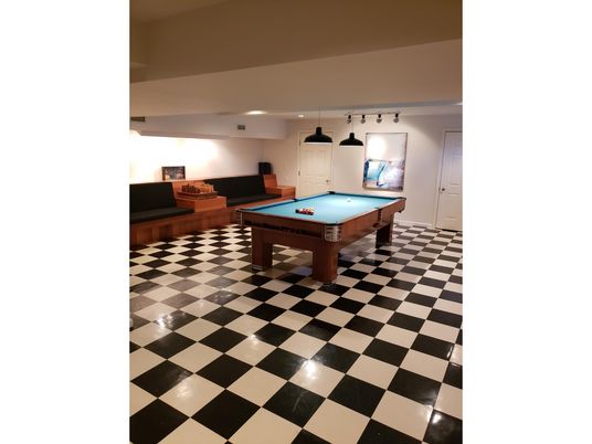 Billiard Table, Game Room, Interior, Pendant Lights, Recessed Lighting