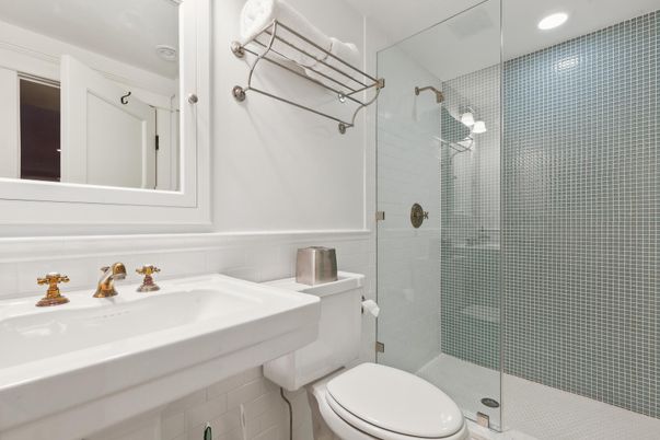 Bathroom, Glass Shower, Interior, Recessed Lighting