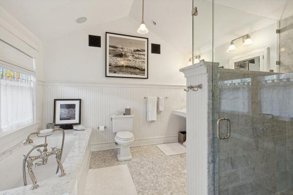 Bathroom, Glass Shower, Interior, Pendant Lights