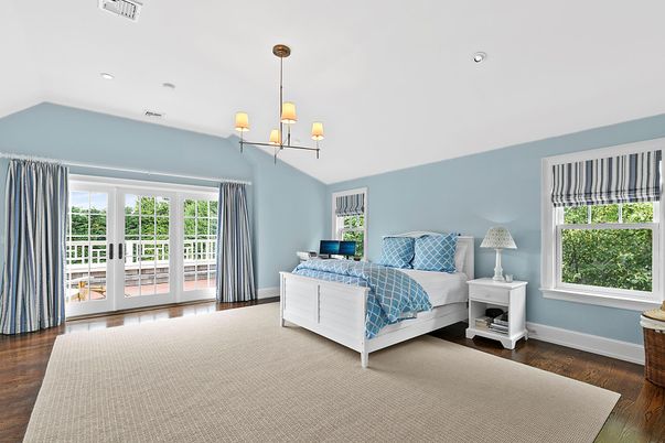 Bedroom, Chandelier, Interior, Recessed Lighting, Wood Texture Flooring