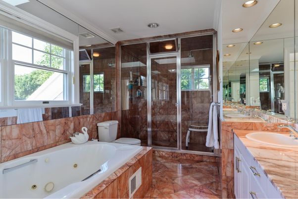 Bathroom, Dual Sink Vanities, Glass Shower, Interior, Recessed Lighting