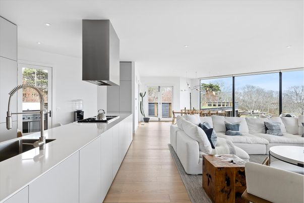 Dining room, Interior, Kitchen, Living room, Pendant Lights, Recessed Lighting, Stainless Steel Appliances, Wood Texture Flooring