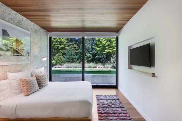Bedroom, Interior, Wooden Ceilings, Wood Texture Flooring