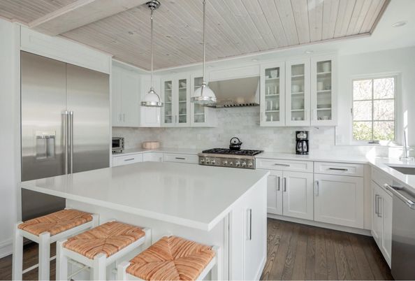 Interior, Kitchen, Pendant Lights, Stainless Steel Appliances, Wooden Ceilings, Wood Texture Flooring