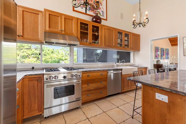 Chandelier, Interior, Kitchen, Stainless Steel Appliances