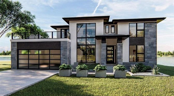 Attached, Backyard, Exterior, Facade, Water, Modern