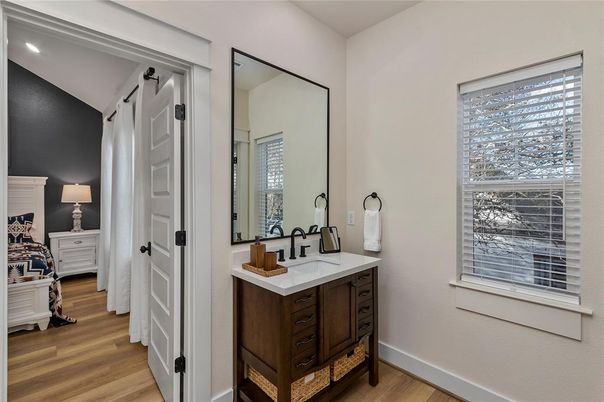 Bathroom, Interior, Recessed Lighting, Wood Texture Flooring