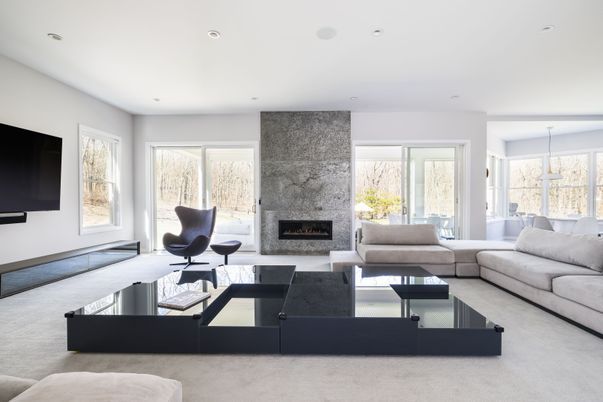 Fireplace, Interior, Living room, Pendant Lights, Recessed Lighting