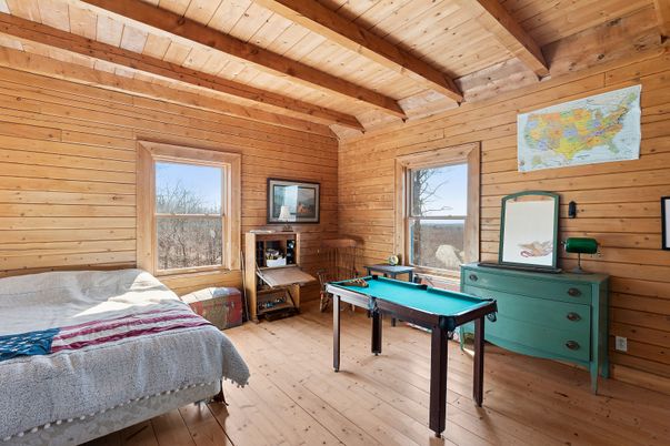 Bedroom, Billiard Table, Game Room, Interior, Wooden Beams, Wooden Ceilings, Wood Texture Flooring, Wooden Walls