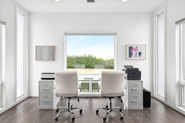 Home Office, Interior, Recessed Lighting, Wood Texture Flooring