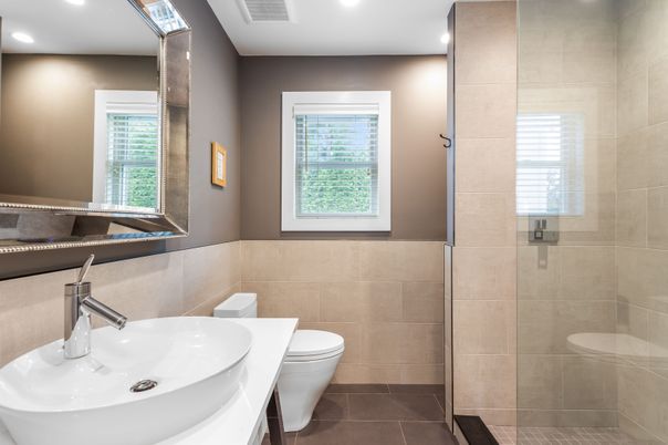 Bathroom, Glass Shower, Interior, Recessed Lighting