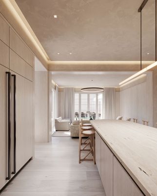 Interior, Living room, Recessed Lighting, Wood Texture Flooring