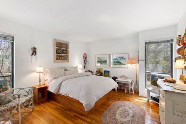 Bedroom, Fireplace, Interior, Wood Texture Flooring