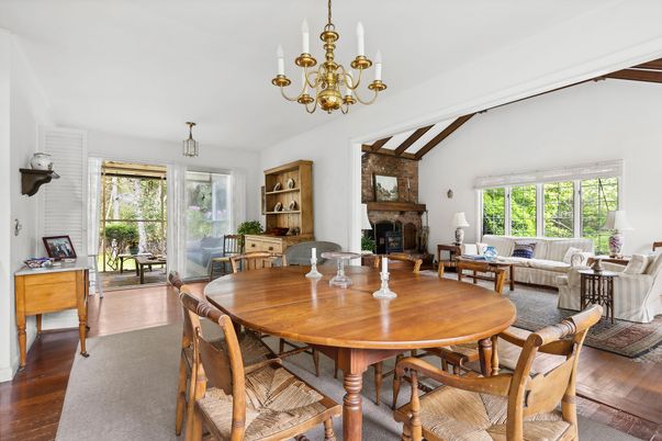 Chandelier, Dining room, Fireplace, Interior, Living room, Wood Texture Flooring