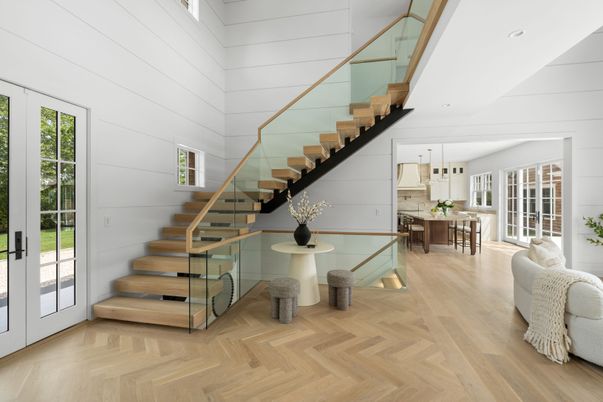 Dining room, Interior, Kitchen, Pendant Lights, Recessed Lighting, Wood Texture Flooring