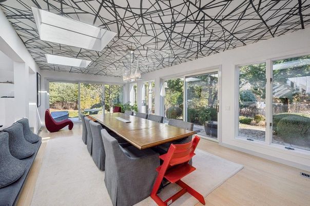 Dining room, Interior, Sun Room, Wood Texture Flooring