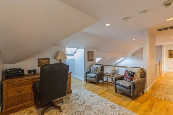 Home Office, Interior, Recessed Lighting, Wood Texture Flooring