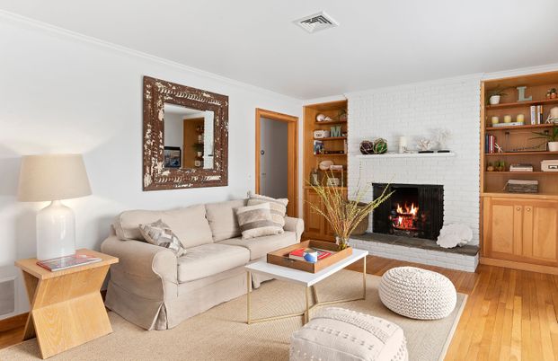 Fireplace, Interior, Living room, Stone Walls, Wood Texture Flooring