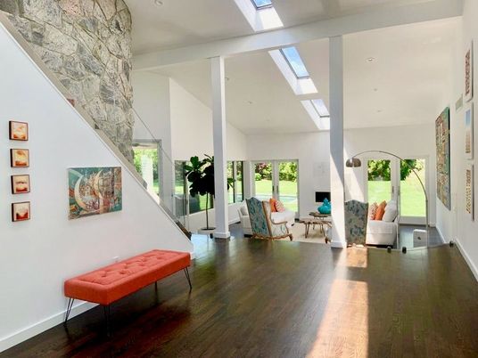 Interior, Recessed Lighting, Stone Walls, Wood Texture Flooring