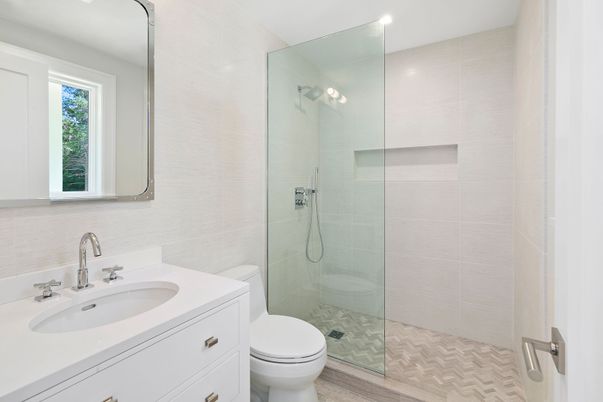 Bathroom, Glass Shower, Interior, Recessed Lighting