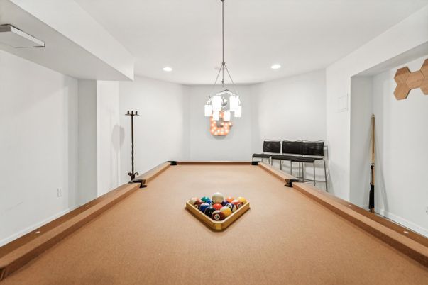 Billiard Table, Game Room, Interior, Pendant Lights, Recessed Lighting