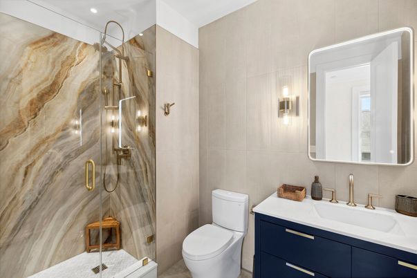 Bathroom, Glass Shower, Interior, Recessed Lighting