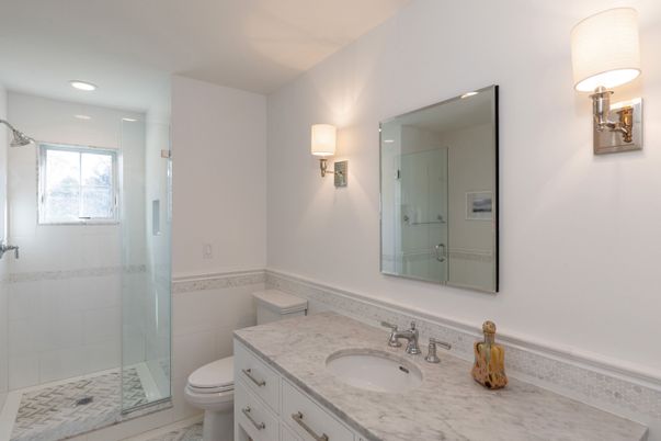Bathroom, Glass Shower, Interior, Recessed Lighting