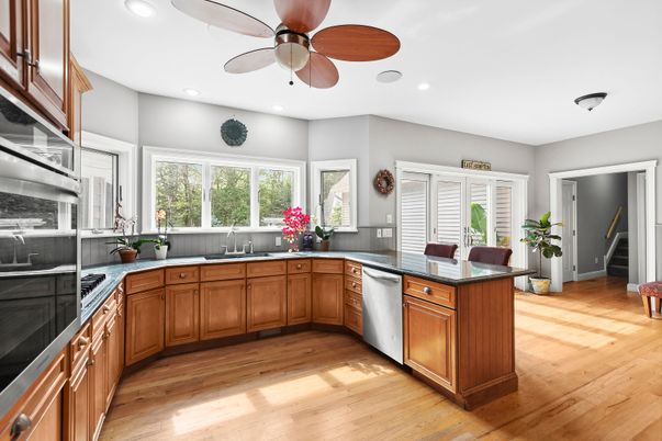 Interior, Kitchen, Recessed Lighting, Wood Texture Flooring