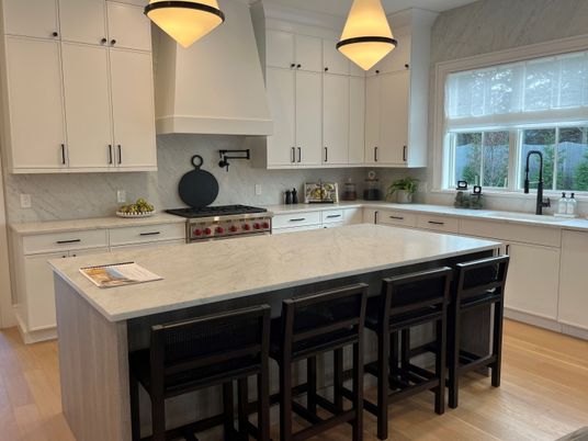 Interior, Kitchen, Marble Walls, Wood Texture Flooring