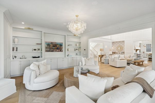 Chandelier, Dining room, Interior, Living room, Recessed Lighting, Wood Texture Flooring