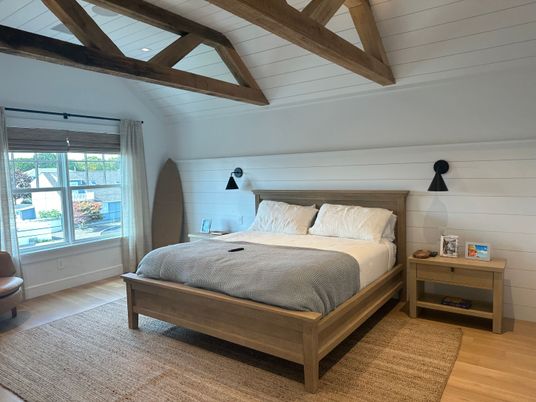 Bedroom, Interior, Wooden Beams, Wood Texture Flooring