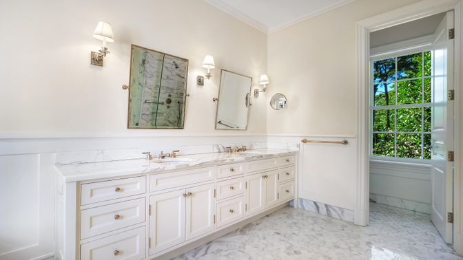 Bathroom, Dual Sink Vanities, Interior, Marble