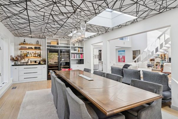 Chandelier, Dining room, Interior, Pendant Lights, Wood Texture Flooring